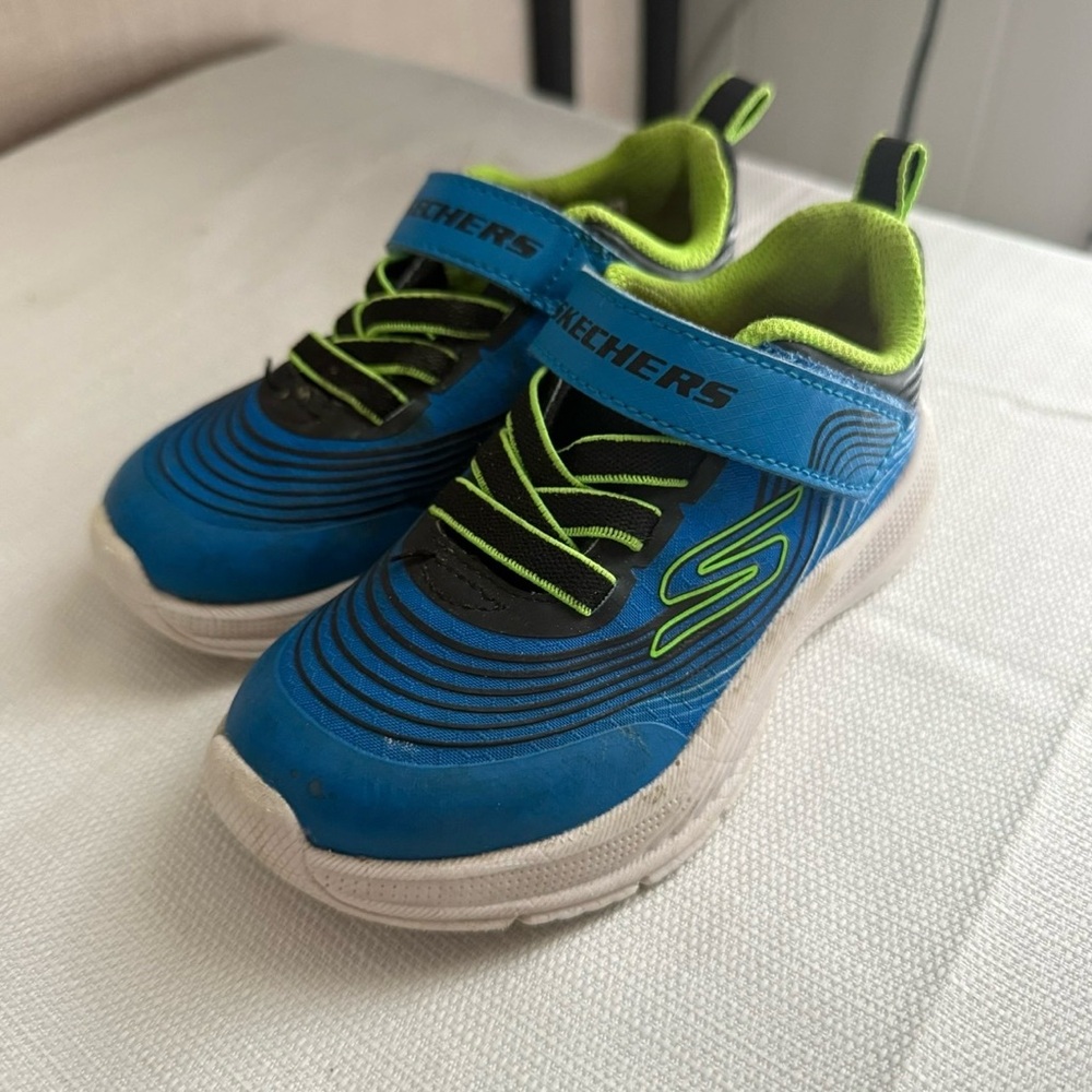 Skechers Kids Vibrant Blue and Neon Green Sneakers